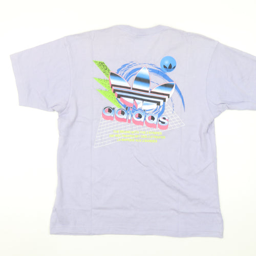adidas Men's Purple Retro Logo Short Sleeve Cotton T-Shirt Size S