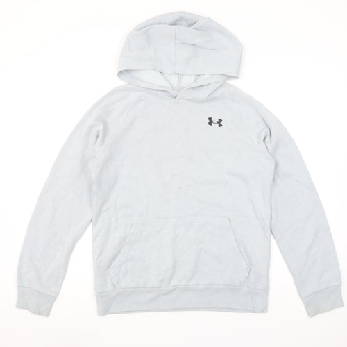 Under Armour Boys Grey YLG Pullover Hoodie Cotton Blend ColdGear