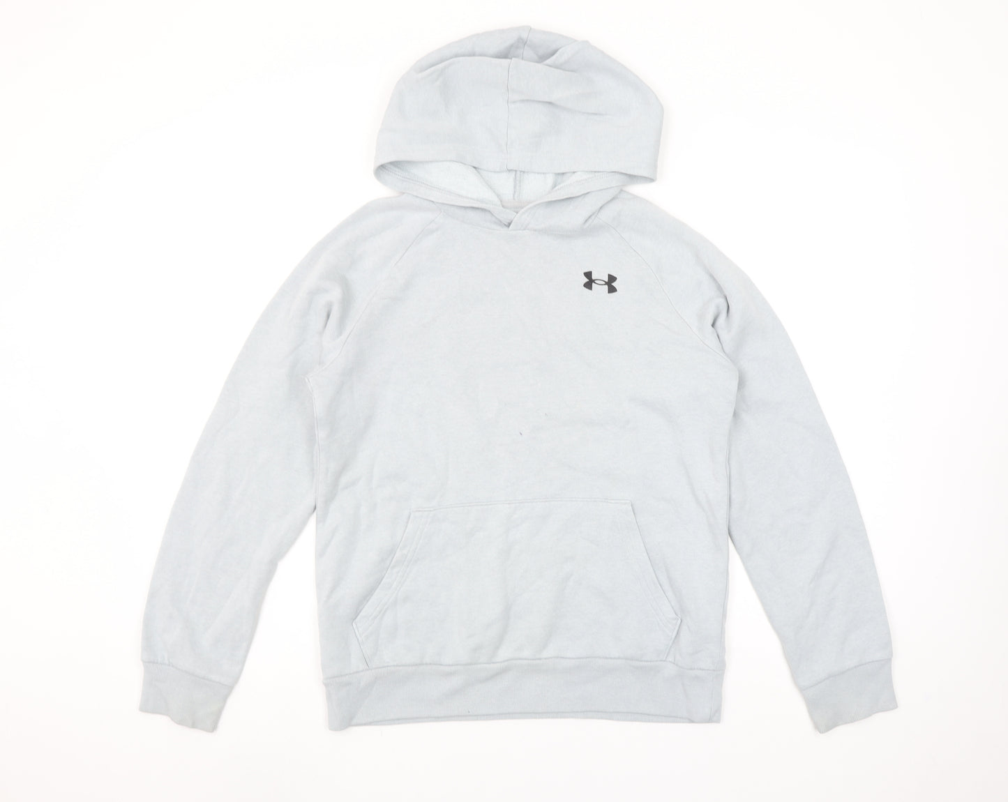 Under Armour Boys Grey YLG Pullover Hoodie Cotton Blend ColdGear