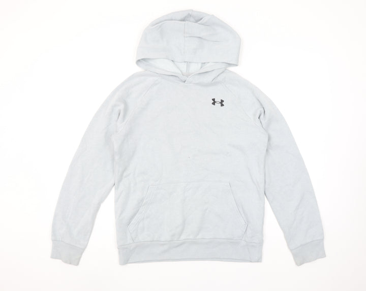 Under Armour Boys Grey YLG Pullover Hoodie Cotton Blend ColdGear