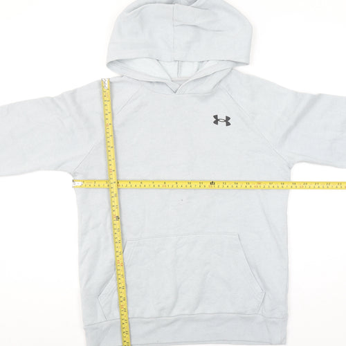 Under Armour Boys Grey YLG Pullover Hoodie Cotton Blend ColdGear