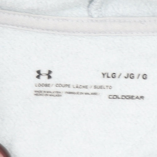 Under Armour Boys Grey YLG Pullover Hoodie Cotton Blend ColdGear