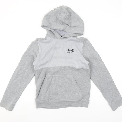 Under Armour Boys Grey Pullover Hoodie Medium ColdGear Fleece