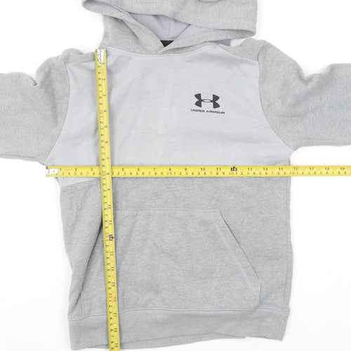 Under Armour Boys Grey Pullover Hoodie Medium ColdGear Fleece