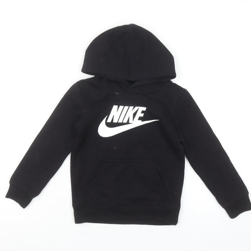 Nike Boys Black Pullover Hoodie 2-3 Years Cotton Blend Graphic Print