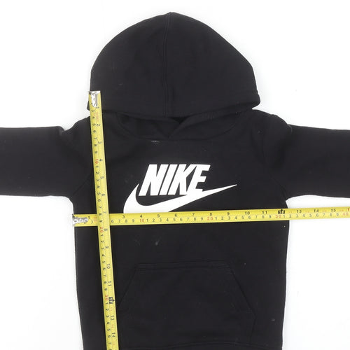 Nike Boys Black Pullover Hoodie 2-3 Years Cotton Blend Graphic Print