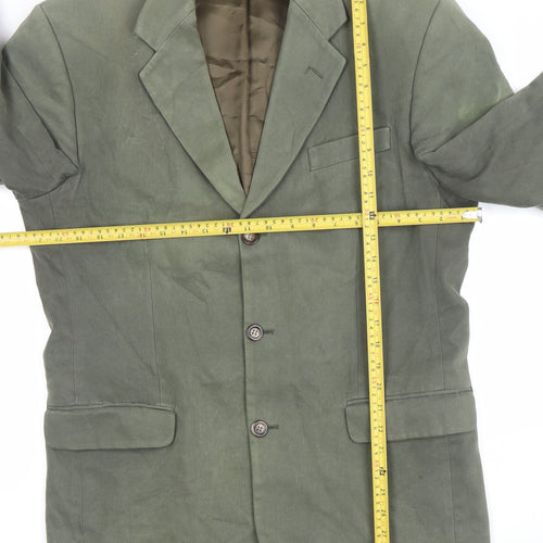 Gurteen Mens Green 40L Cotton Single-Breasted Blazer Jacket
