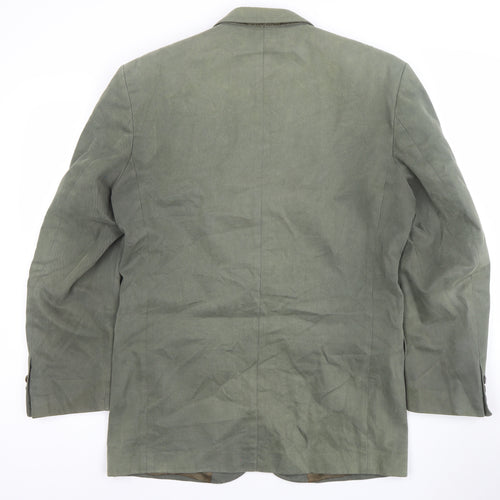 Gurteen Mens Green 40L Cotton Single-Breasted Blazer Jacket
