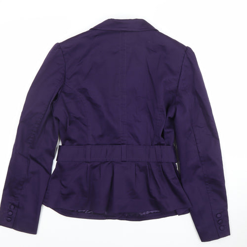 H&M Women's Purple Belted Single-Breasted Blazer UK 14