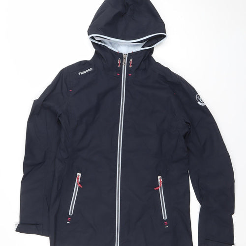 Tribord Women's Blue Waterproof Hooded Rain Jacket 2XS