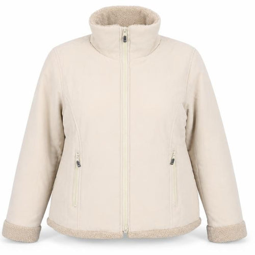 mlw CountrySport Women's Beige L Lined Winter Jacket with Faux Fur Trim
