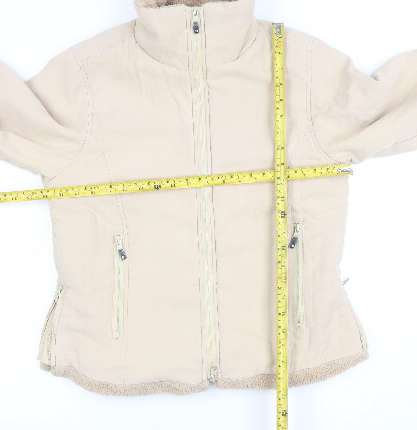 mlw CountrySport Women's Beige L Lined Winter Jacket with Faux Fur Trim