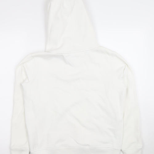 Tommy Jeans Women White Hooded Pullover Hoodie Medium Cotton Blend