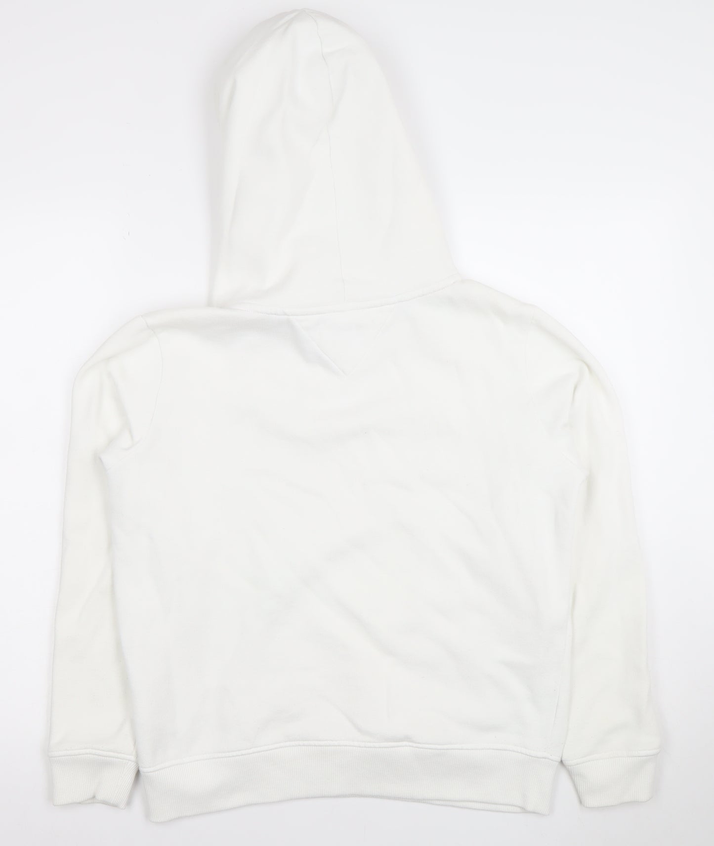 Tommy Jeans Women White Hooded Pullover Hoodie Medium Cotton Blend