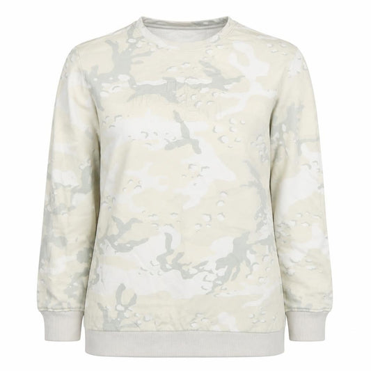 Front view of The North Face women’s beige camouflage cotton sweatshirt m