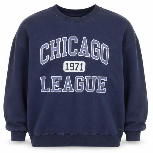 Pull&Bear Women Navy Blue Chicago League 1971 Pullover Sweatshirt S