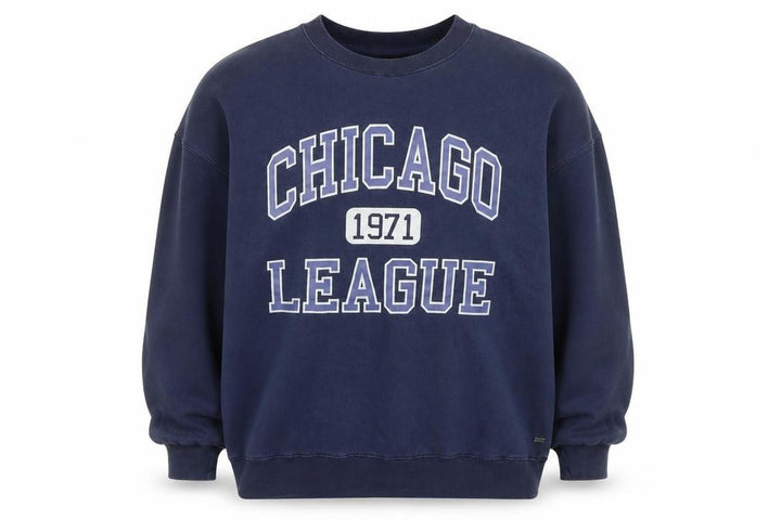 Pull&Bear Women Navy Blue Chicago League 1971 Pullover Sweatshirt S