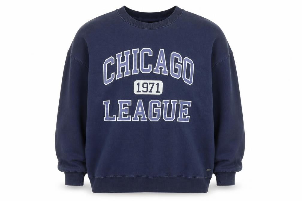 Pull&Bear Women Navy Blue Chicago League 1971 Pullover Sweatshirt S