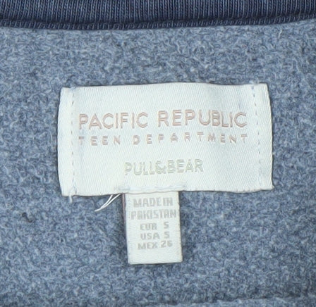 Pull & Bear Women Navy Blue Chicago League 1971 Pullover Sweatshirt S