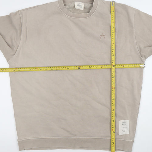MAYA MAYA Mens Beige Cotton Crew Neck Pullover Sweatshirt L