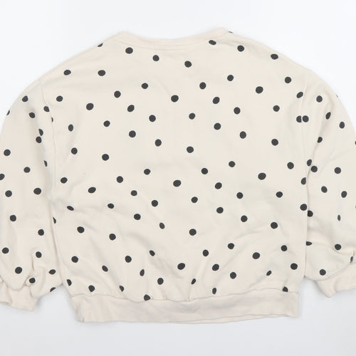 Next Girls Beige Polka Dot Reindeer Christmas Sweatshirt 11 Years