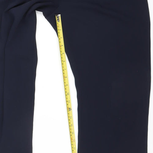 Topshop Women’s Navy Blue Pleated Trousers Size 10 Regular Fit