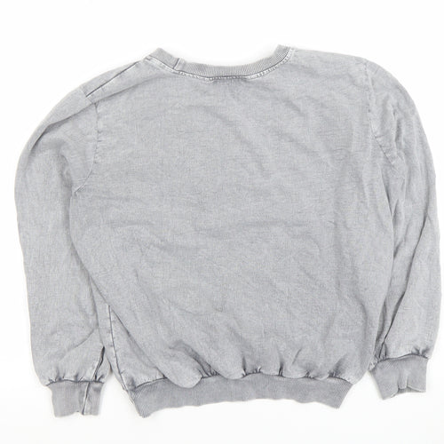 Soft Surroundings Women Grey Embroidered Pullover Sweatshirt Size S