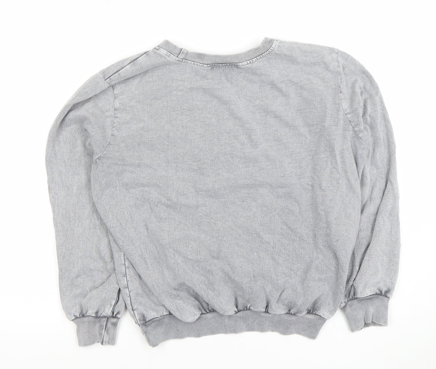 Soft Surroundings Women Grey Embroidered Pullover Sweatshirt Size S