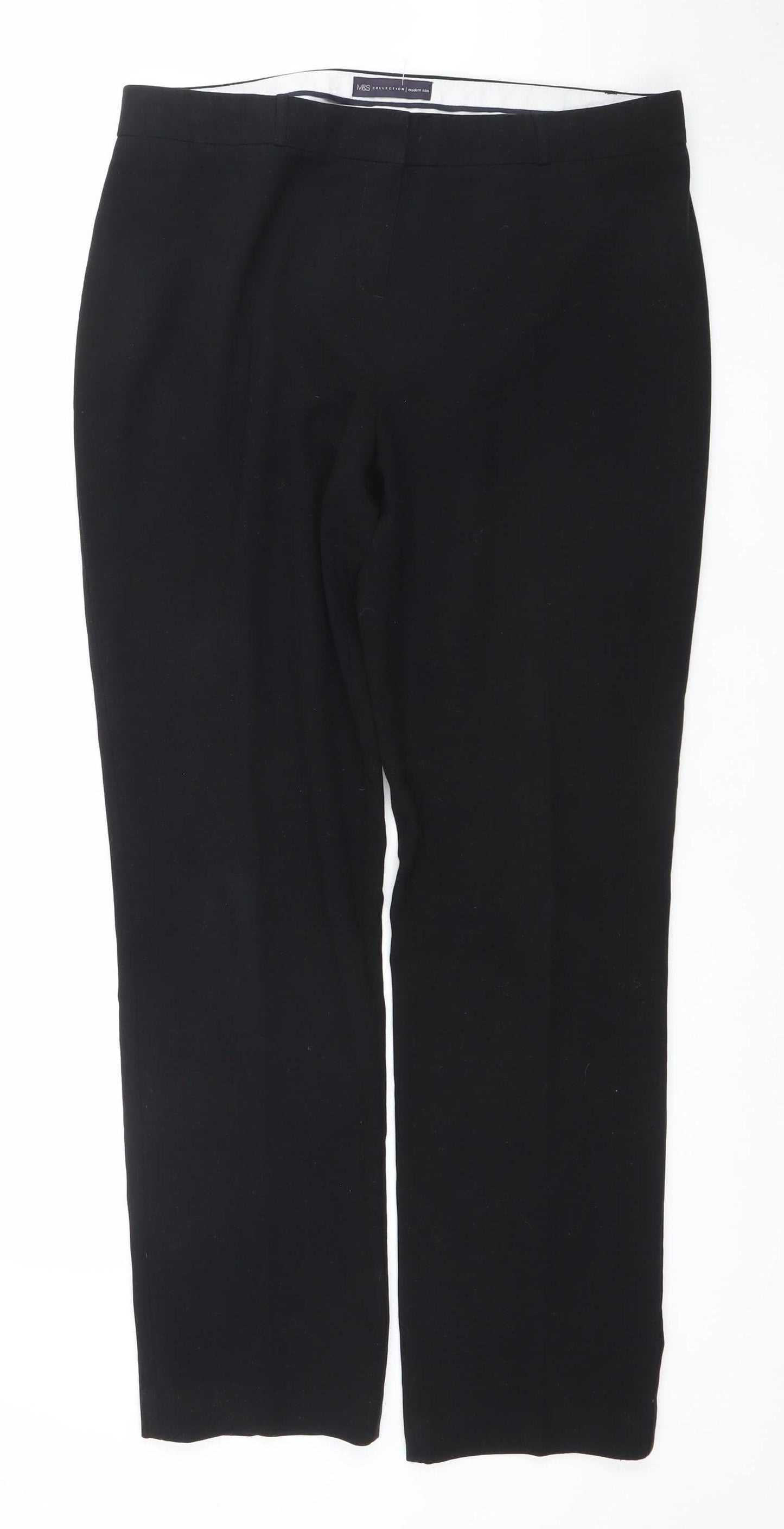 Marks and Spencer Women’s Black Long Dress Pants UK 14 Tall Stretch Trousers