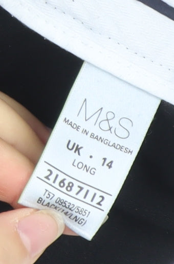 Marks and Spencer Women’s Black Long Dress Pants UK 14 Tall Stretch Trousers