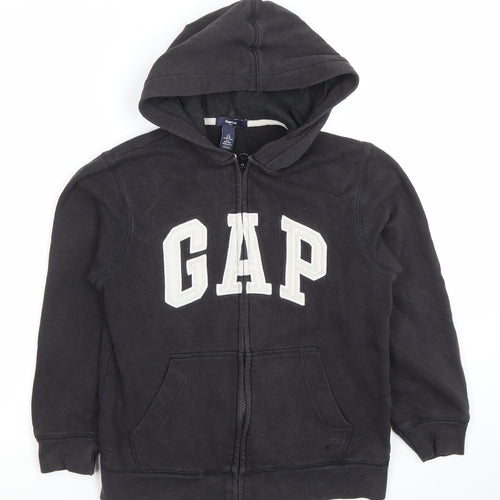 GAP Kids Boys Black Full Zip Hoodie Size 10-11 Years Cotton Blend