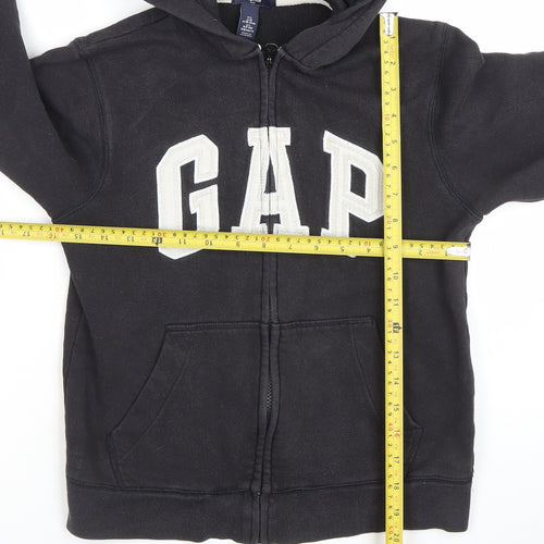 GAP Kids Boys Black Full Zip Hoodie Size 10-11 Years Cotton Blend