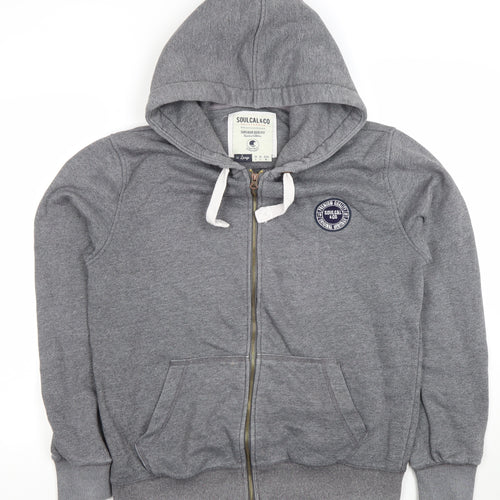SoulCal & Co Grey Full Zip Hoodie Womens L Casual Cotton Blend
