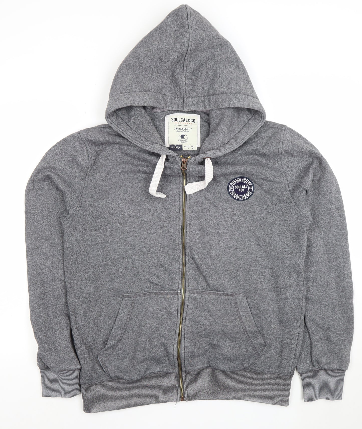 SoulCal & Co Grey Full Zip Hoodie Womens L Casual Cotton Blend