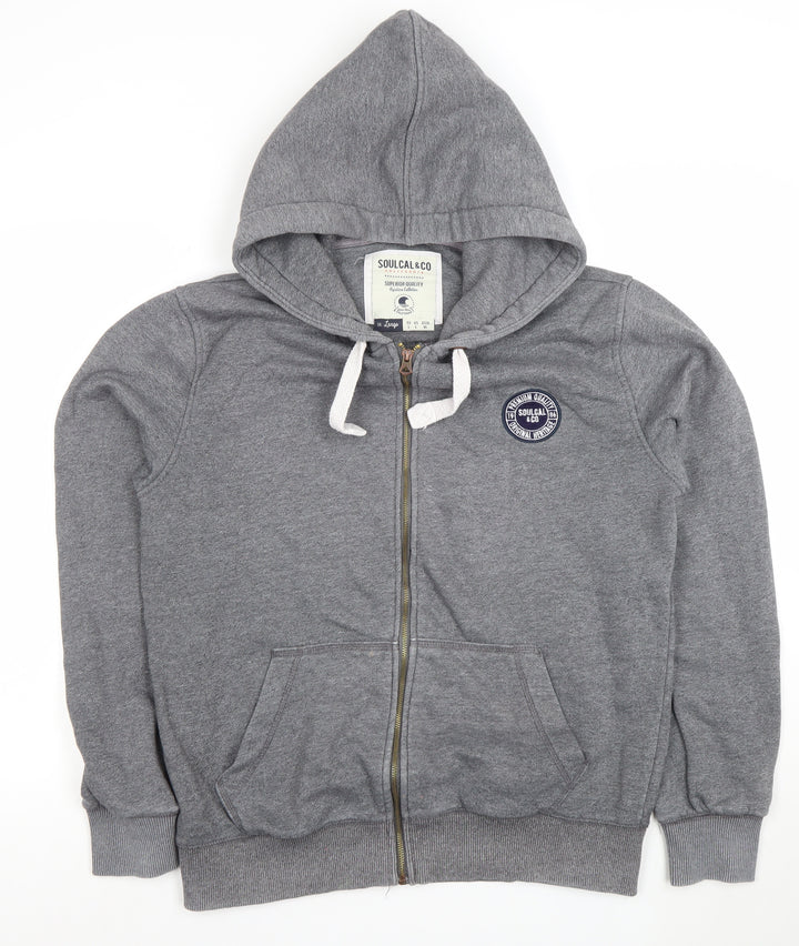 SoulCal & Co Grey Full Zip Hoodie Womens L Casual Cotton Blend