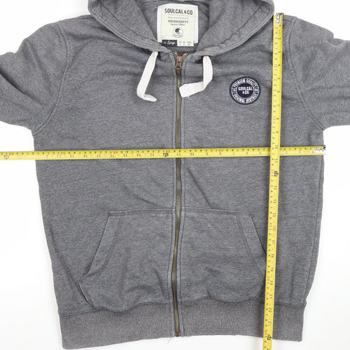 SoulCal & Co Grey Full Zip Hoodie Womens L Casual Cotton Blend