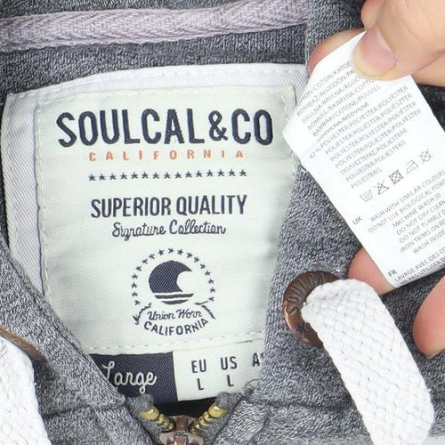 SoulCal & Co Grey Full Zip Hoodie Womens L Casual Cotton Blend