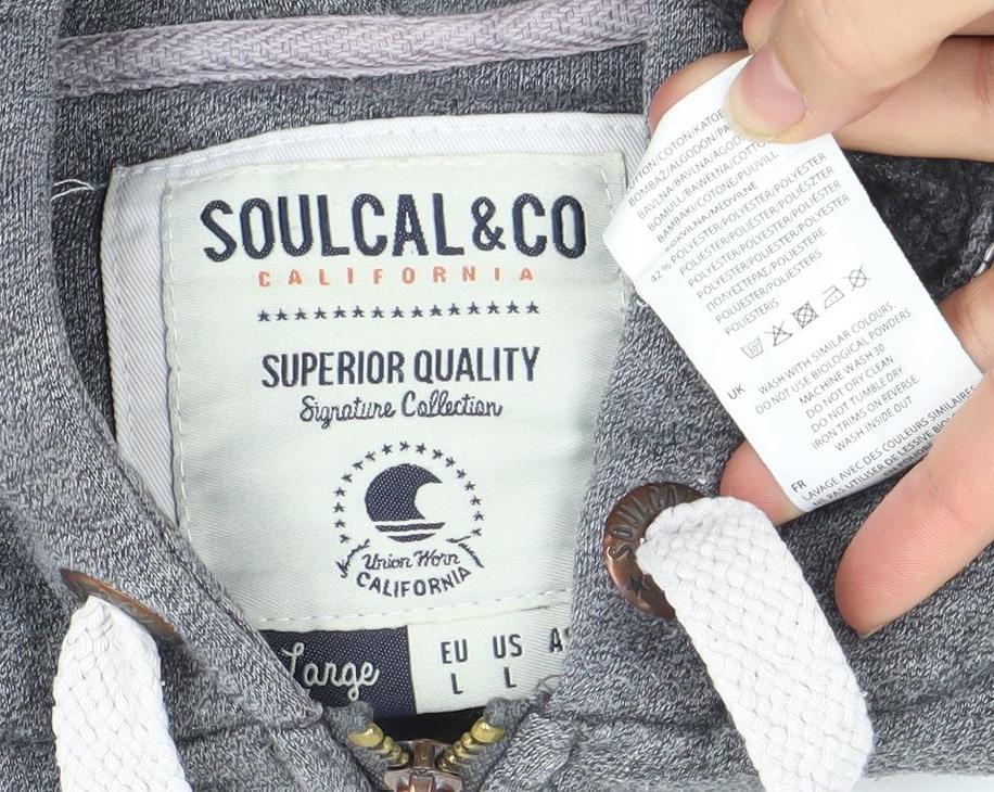 SoulCal & Co Grey Full Zip Hoodie Womens L Casual Cotton Blend