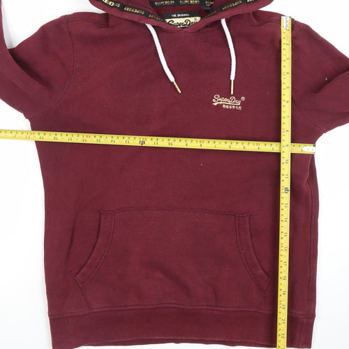 Superdry Womens Burgundy Hooded Pullover Hoodie UK 14 Orange Label
