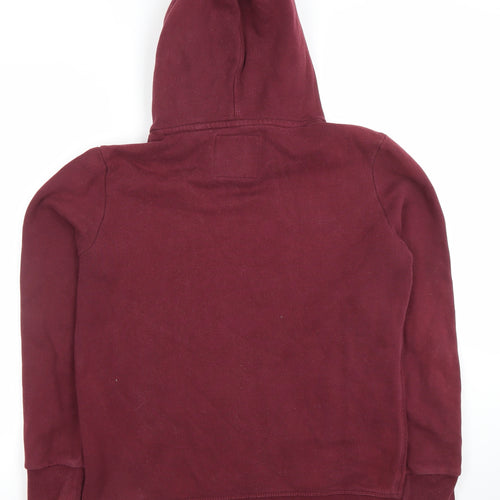 Superdry Womens Burgundy Hooded Pullover Hoodie UK 14 Orange Label