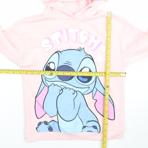 Primark Girls Pink Stitch Hoodie 10-11 Years Pullover Disney Fleece