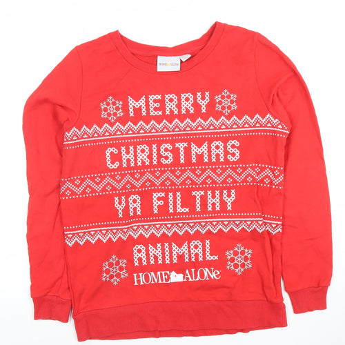 Home Alone Red Christmas Sweatshirt Women UK 12 Pullover Long Sleeve