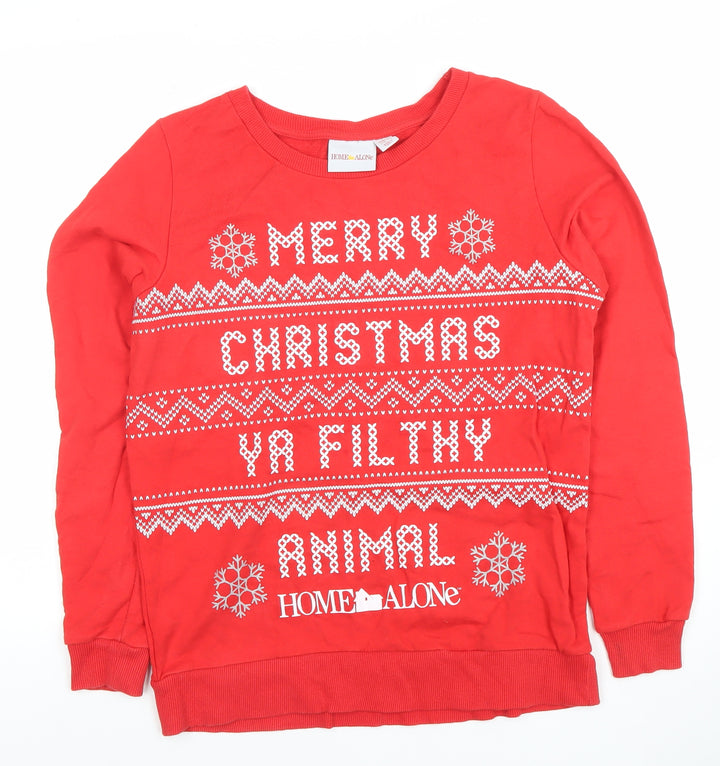 Home Alone Red Christmas Sweatshirt Women UK 12 Pullover Long Sleeve