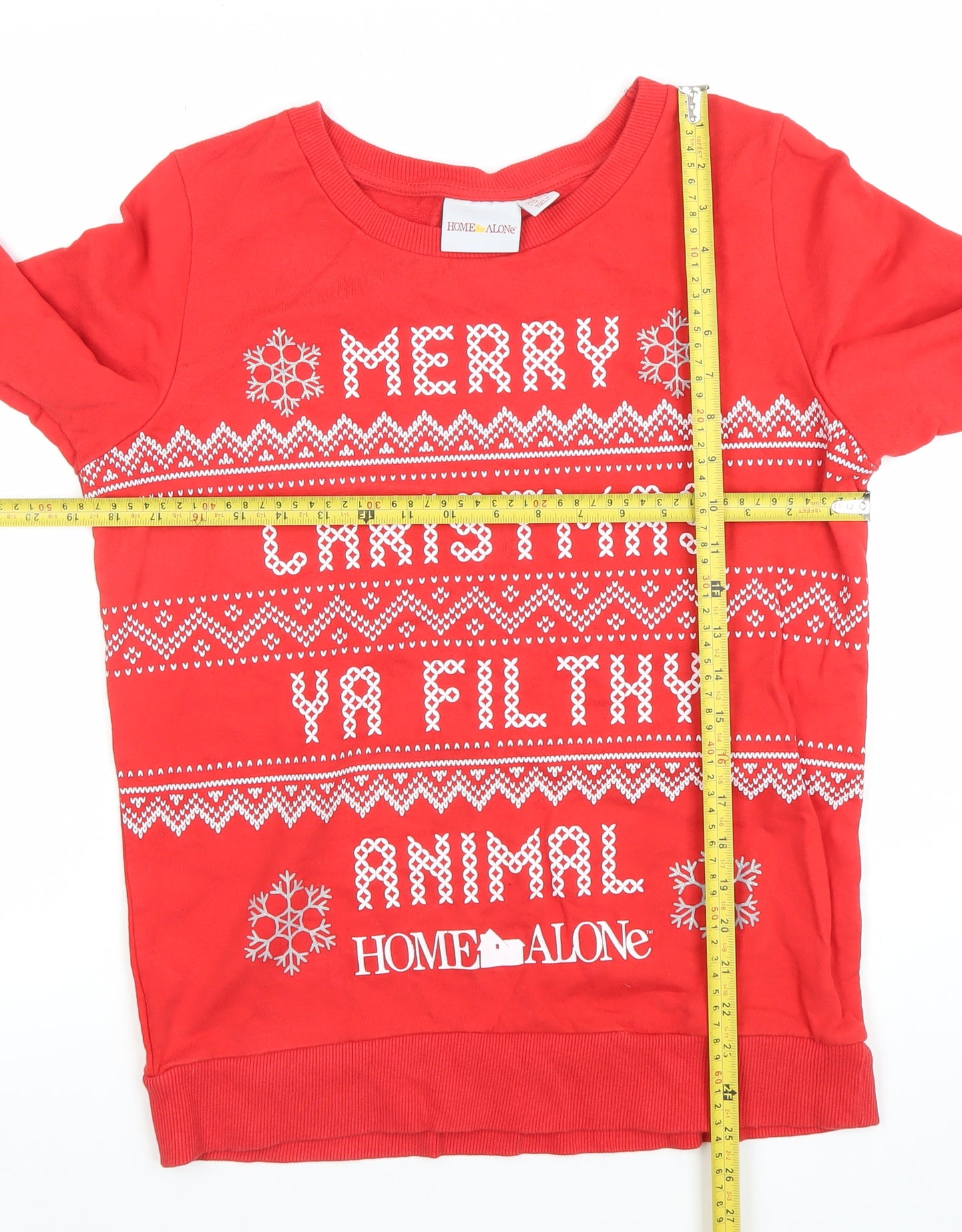 Home Alone Red Christmas Sweatshirt Women UK 12 Pullover Long Sleeve