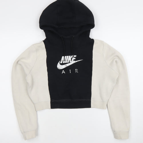 Nike Women’s Black Beige Colourblock Hooded Pullover Sweatshirt Size S