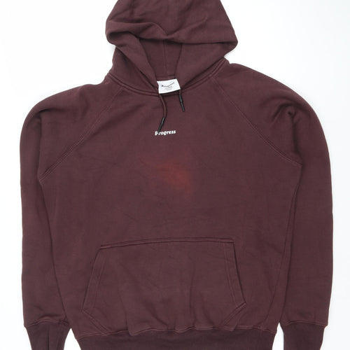 Progress Men's Brown XL Pullover Hoodie with Logo Front Pocket
