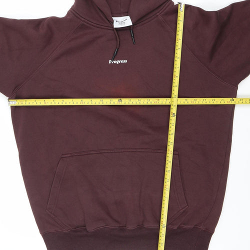 Progress Men's Brown XL Pullover Hoodie with Logo Front Pocket