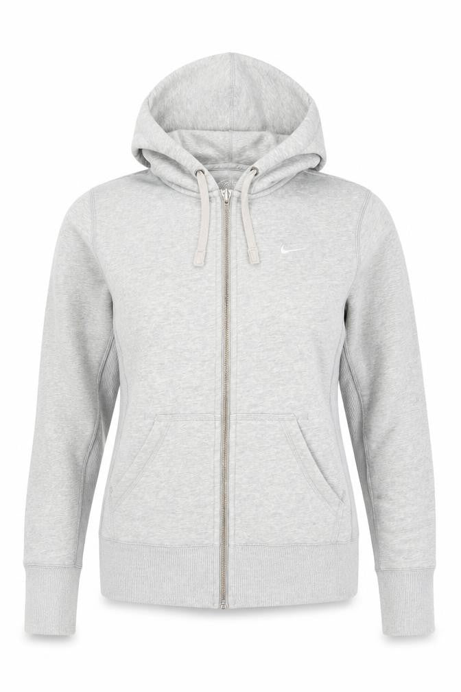 Front view of Nike Women's Grey Full Zip Hoodie Small Athletic Fit
