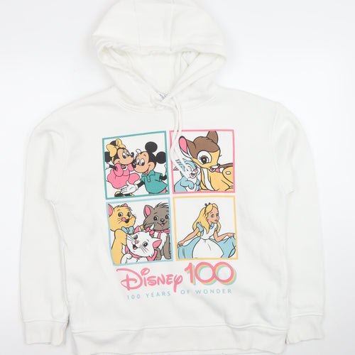 Disney x Primark White Hoodie Women S Pullover Graphic 100 Years of Wonder