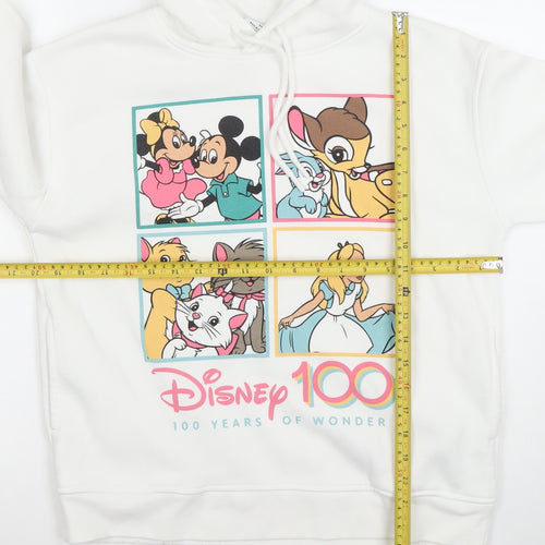Disney x Primark White Hoodie Women S Pullover Graphic 100 Years of Wonder